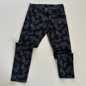 Levis Mens 30Wx28L Black Grey Paisley Retro 512 Slim Taper Printed Denim Y2K